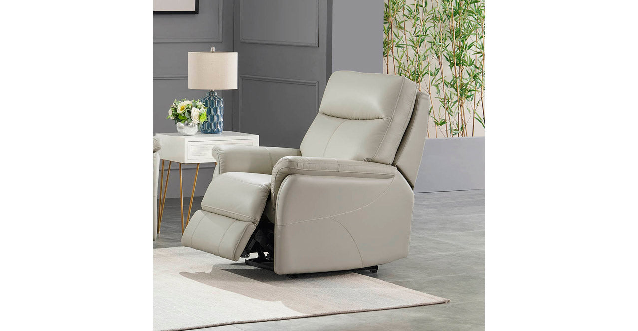 Lucia Power Headrest Leather Recliner, Ice